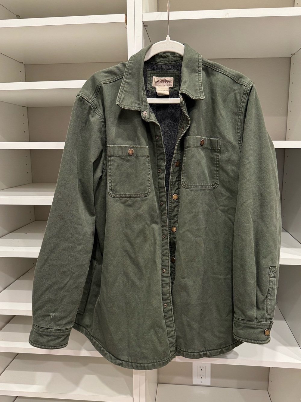 L.L. Bean Katahdin Iron Works Fleece Lined Canvas Snap Jacket/Shacket, Size L